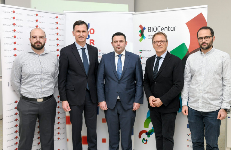 10.01.2020., Zagreb - Posjet BIOCentru u organizaciji Hamag-Bicroa-a. Dragan Primorac, predsjednik uprava Hamag-Bicro-a Vjeran Vrbanec, Bojan Jerbic Photo: Josip Regovic/PIXSELL/EU2020HR biocentar001_jor_100120_49362519462_o
